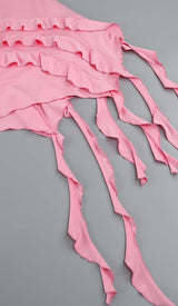 ROSE-DETAIL RUFFLED MINI DRESS IN PINK DRESS styleofcb 