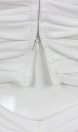 RUCHED CUTOUT FLARED TWO PIECE SET IN WHITE DRESS STYLE OF CB 