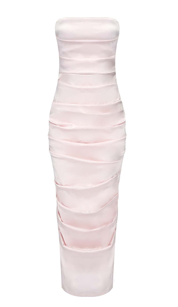 RUCHED OFF-SHOULDER SLIM MIDI DRESS IN PINK DRESS STYLE OF CB 