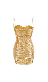 RUCHED STRAPPY MINI DRESS IN GOLD DRESS STYLE OF CB 