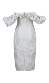 RUFFLE CORSET MIDI DRESS IN WHITE DRESS STYLE OF CB 