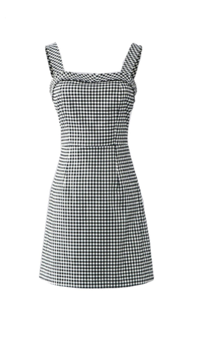 RUFFLED SLEEVELESS MINI DRESS IN GINGHAM DRESS STYLE OF CB 