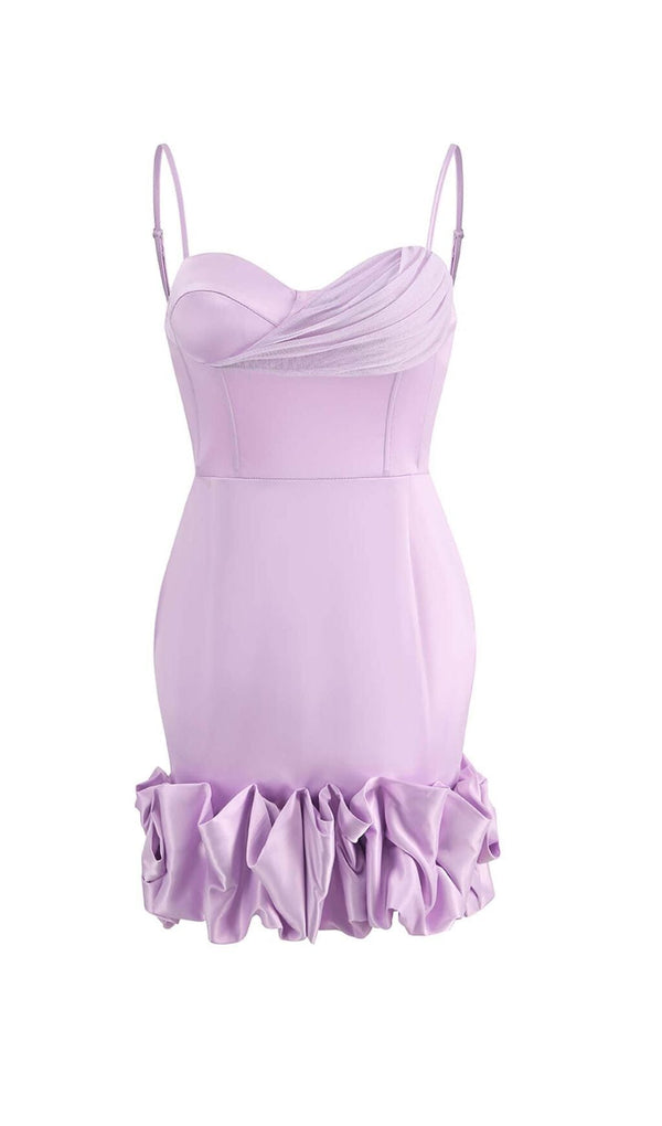 RUFFLED CORSET MINI DRESS IN PURPLE DRESS STYLE OF CB 