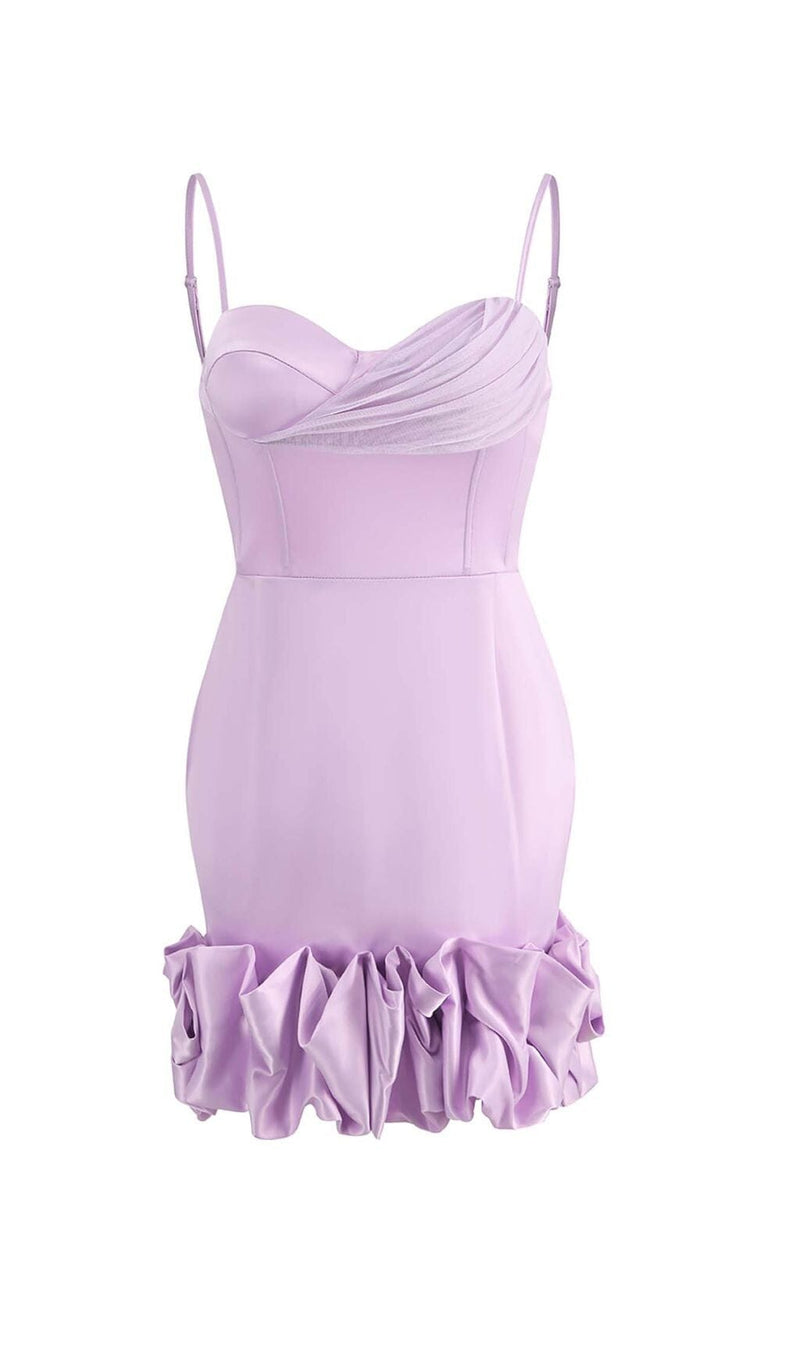 RUFFLED CORSET MINI DRESS IN PURPLE DRESS STYLE OF CB 