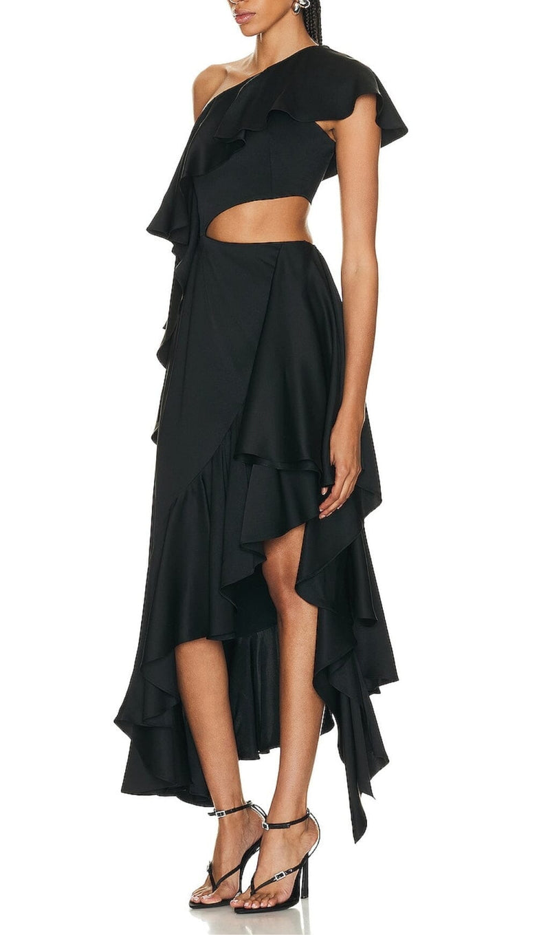 RUFFLES ASYMMETRICAL MAXI DRESS DRESS sis label 