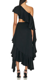 RUFFLES ASYMMETRICAL MAXI DRESS DRESS sis label 