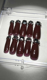 CRYSTAL WINE COFFIN HANDMADE PRESS ON NAILS Press On Nails Oh CICI 