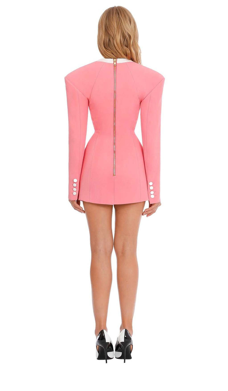 DOUBLE-BREASTED BLAZER DRESS IN PINK DRESS STYLE OF CB 