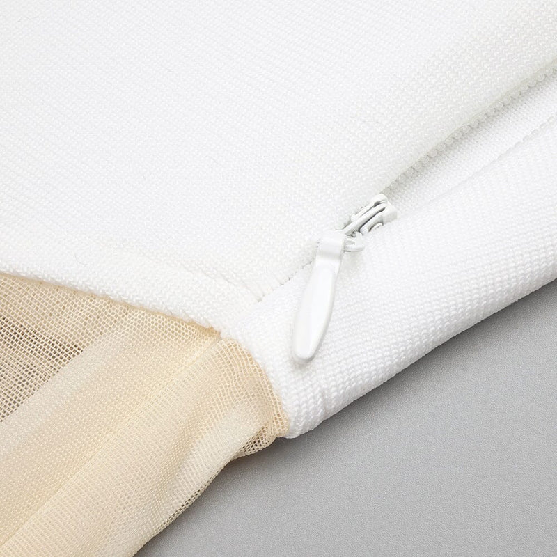 SCALLOPED MESH INSERT MAXI DRESS IN WHITE DRESS styleofcb 