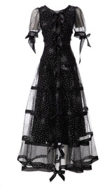 SEQUIN BOW DETAILED MAXI DRESS IN BLACK DRESS STYLE OF CB 