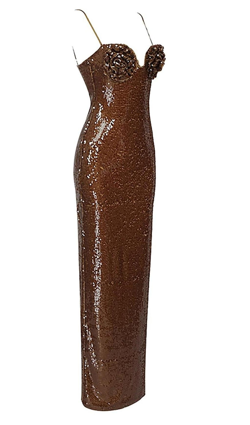 SEQUIN MAXI DRESS IN BROWN Dresses styleofcb 