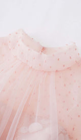 SEQUIN MESH TULLE MIDI DRESS IN PINK DRESS STYLE OF CB 