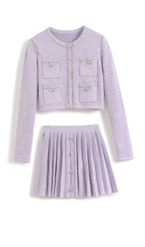 SEQUIN PLEATED TWO PIECE SET IN LILAC DRESS STYLE OF CB 