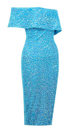 SEQUIN STRAPLESS MIDI DRESS IN BLUE Dresses styleofcb XS BLUE 