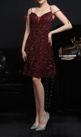 SEQUINED PLUNGE MIDI DRESS DRESS STYLE OF CB 