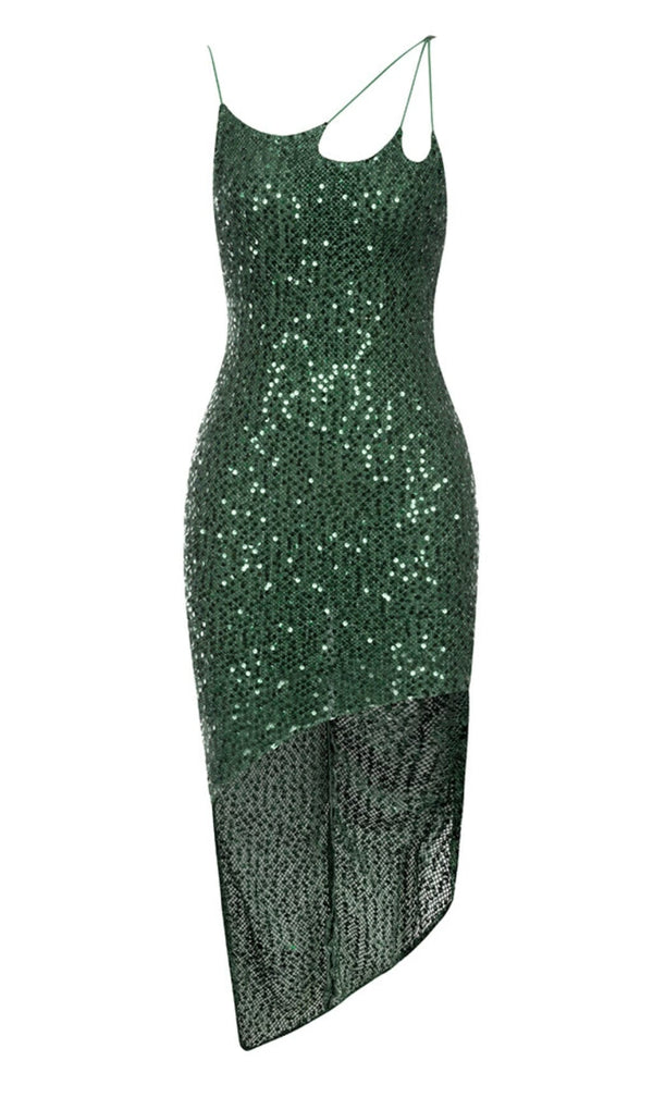 SEQUIN SLIT MIDI DRESS IN OLIVE DRESS STYLE OF CB 