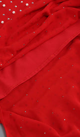 SEQUIN THIGH-SLIT MIDI DRESS IN RED DRESS STYLE OF CB 