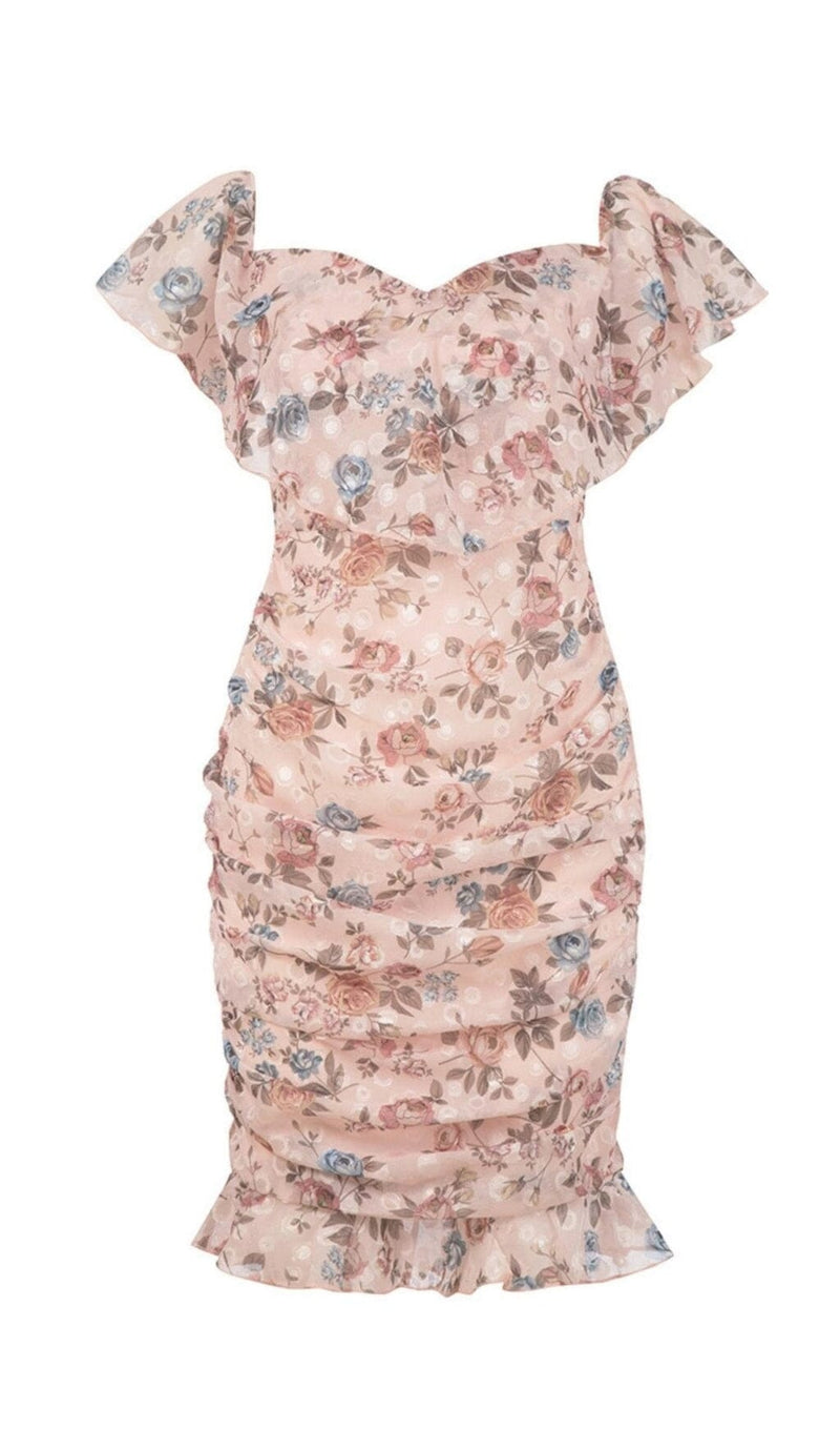PRINTED FLOWER MIDI DRESS IN PINK Dresses styleofcb 