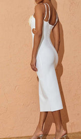 SHELL STRAP BEADING MIDI DRESS IN WHITE DRESS STYLE OF CB 