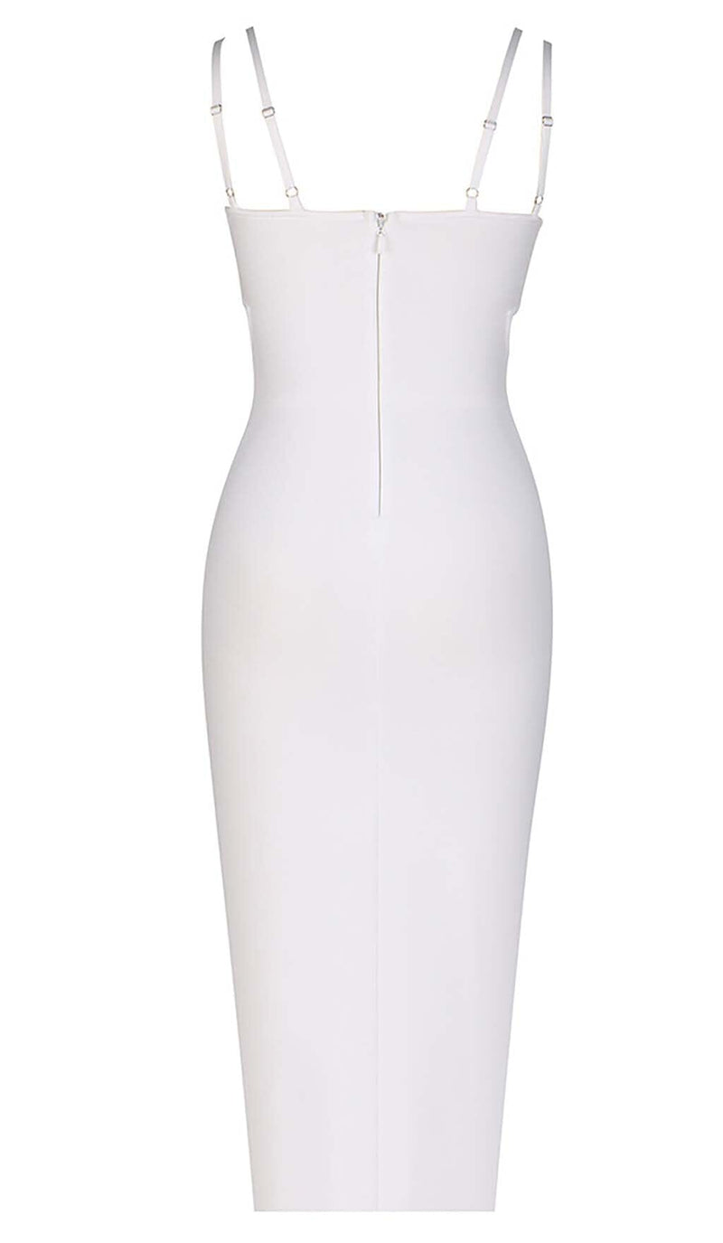 SHELL STRAP BEADING MIDI DRESS IN WHITE DRESS STYLE OF CB 