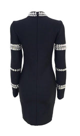 SILVER STONES LONG SLEEVE MINI DRESS IN BLACK styleofcb 