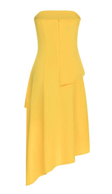 SLEEVELESS BANDEAU HIGH-LOW DRESS IN YELLOW DRESS styleofcb 