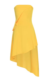 SLEEVELESS BANDEAU HIGH-LOW DRESS IN YELLOW DRESS styleofcb 