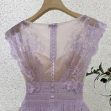 SLEEVELESS LACE A-LINE MINI DRESS IN LILAC DRESS STYLE OF CB 