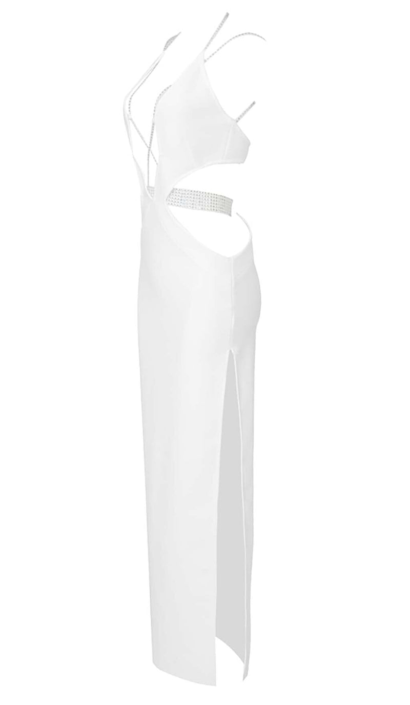 SLEEVELESS RHINESTONED STRAPS MAXI DRESS IN WHITE DRESS sis label 