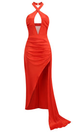 SLEEVELESS THIGH SLIT MAXI DRESS IN RED Bandage Dresses styleofcb 