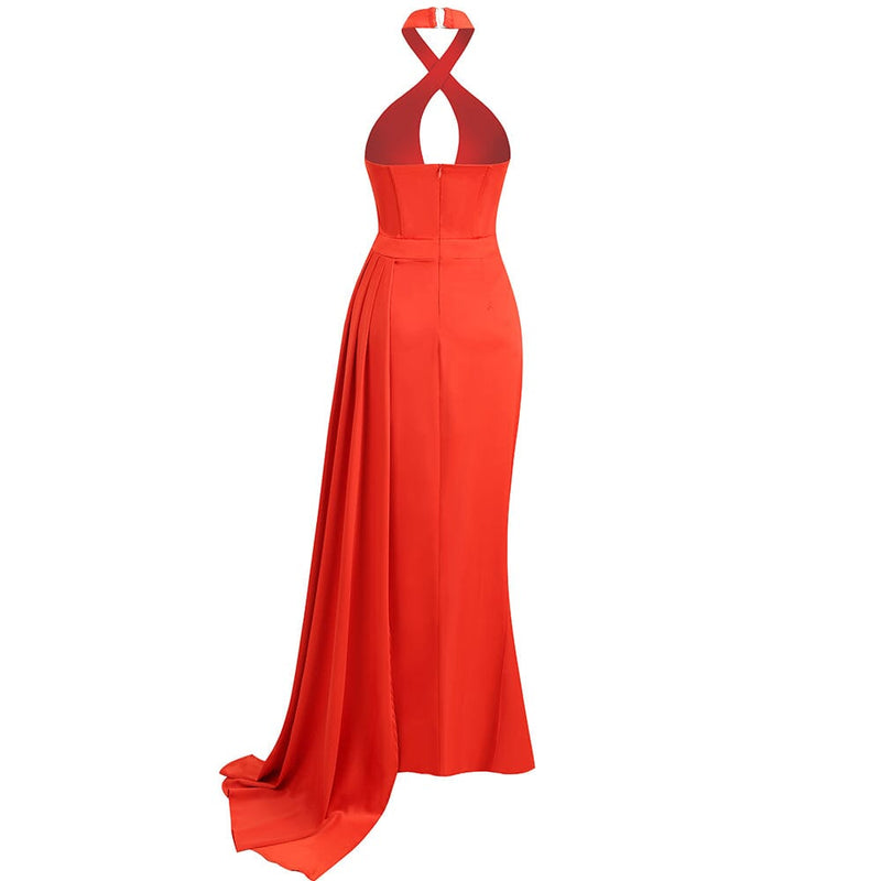 SLEEVELESS THIGH SLIT MAXI DRESS IN RED Bandage Dresses styleofcb 