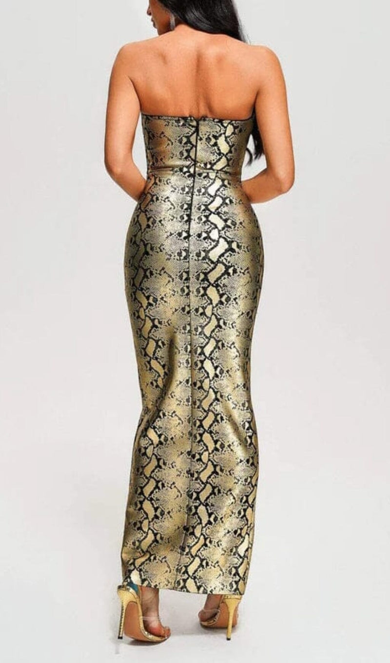 SNAKE PRINT LACE UP MIDI DRESS DRESS STYLE OF CB 