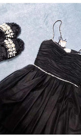 SPAGHETTI STRAPS SQUARE NECKLINE MINI DRESS IN BLACK DRESS styleofcb 