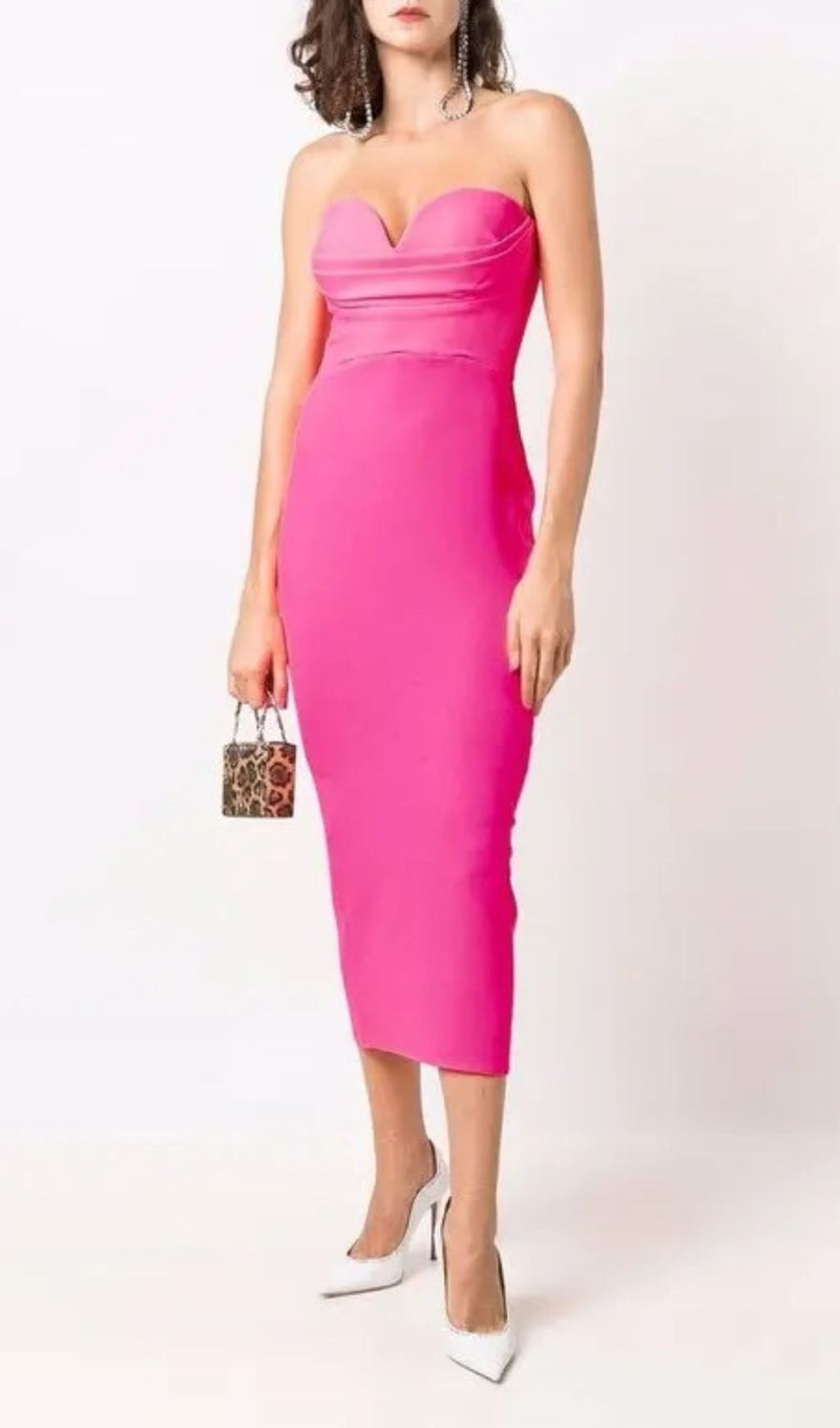 STRAPLESS BANDAGE DRESS IN PINK Dresses styleofcb 