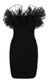 STRAPLESS LACE FLOWER MINI DRESS IN BLACK Dresses styleofcb 