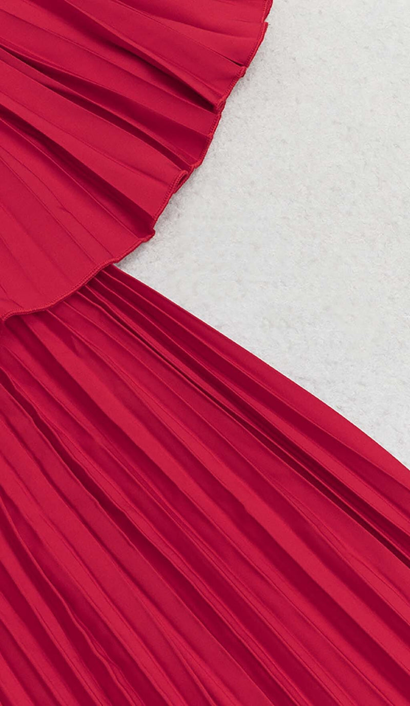 STRAPLESS PLEATED MAXI DRESS IN RED DRESS styleofcbdress 