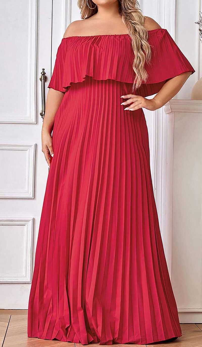 STRAPLESS PLEATED MAXI DRESS IN RED DRESS styleofcbdress 