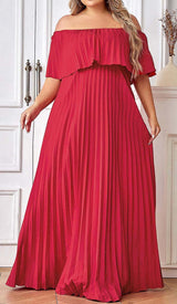 STRAPLESS PLEATED MAXI DRESS IN RED DRESS styleofcbdress 