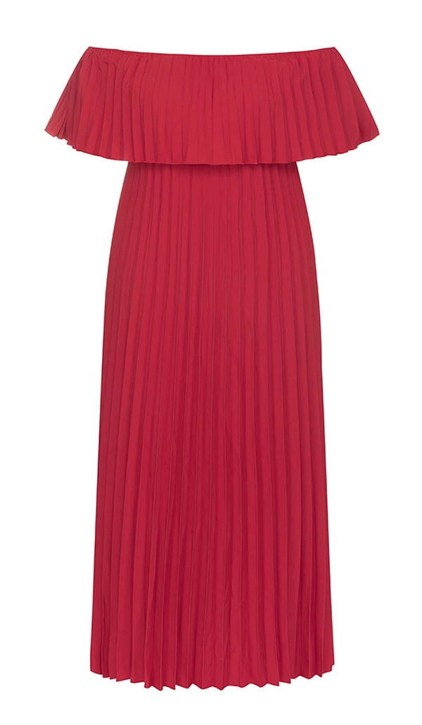 STRAPLESS PLEATED MAXI DRESS IN RED DRESS styleofcbdress 