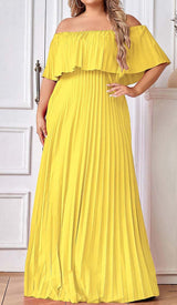 STRAPLESS PLEATED MAXI DRESS IN YELLOW DRESS styleofcbdress 