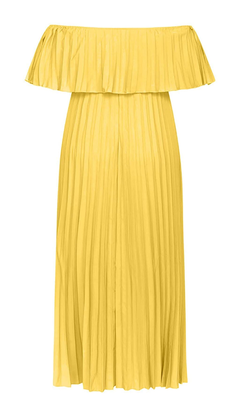 STRAPLESS PLEATED MAXI DRESS IN YELLOW DRESS styleofcbdress 