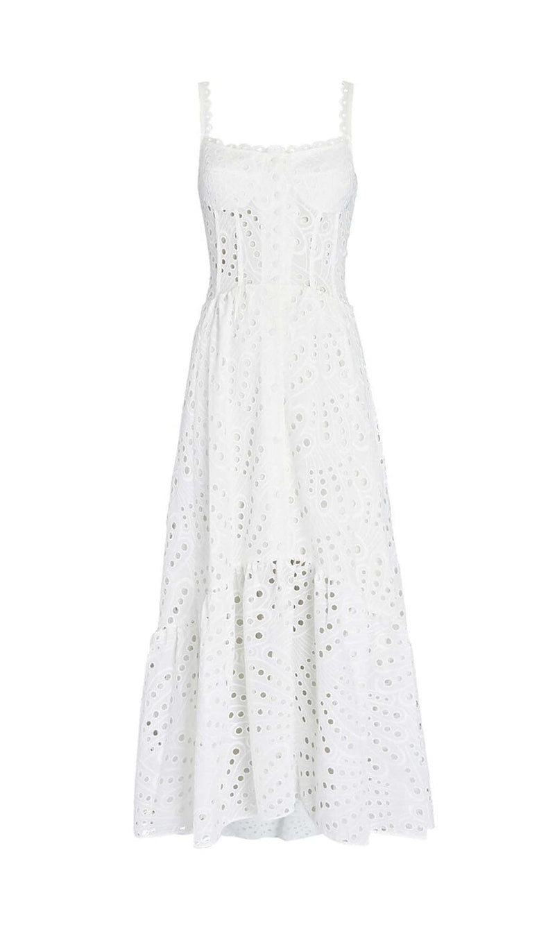 STRAPPY LACE MIDI DRESS IN WHITE DRESS styleofcb 