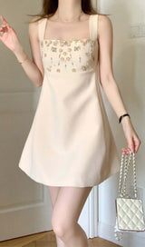 STRAPPY CRYSTAL EMBELLISHED MINI DRESS IN BEIGE DRESS STYLE OF CB 