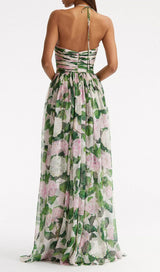 FLORAL HALTERNECK MAXI DRESS IN GREEN DRESS STYLE OF CB 