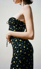 STRAPPY FLORAL PRINT MIDI DRESS IN BLACK DRESS STYLE OF CB 