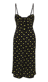 STRAPPY FLORAL PRINT MIDI DRESS IN BLACK DRESS STYLE OF CB 