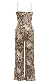 STRAPPY LEOPARD PRINT JUMPSUIT IN BROWN DRESS STYLE OF CB 