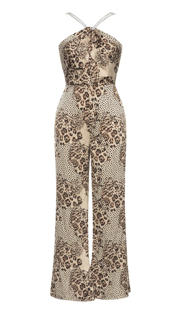 STRAPPY LEOPARD PRINT JUMPSUIT IN BROWN DRESS STYLE OF CB 