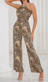 STRAPPY LEOPARD PRINT JUMPSUIT IN BROWN DRESS STYLE OF CB 