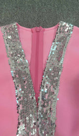STRASS EMBELLISHED RUCHED MINI DRESS IN PINK DRESS STYLE OF CB 